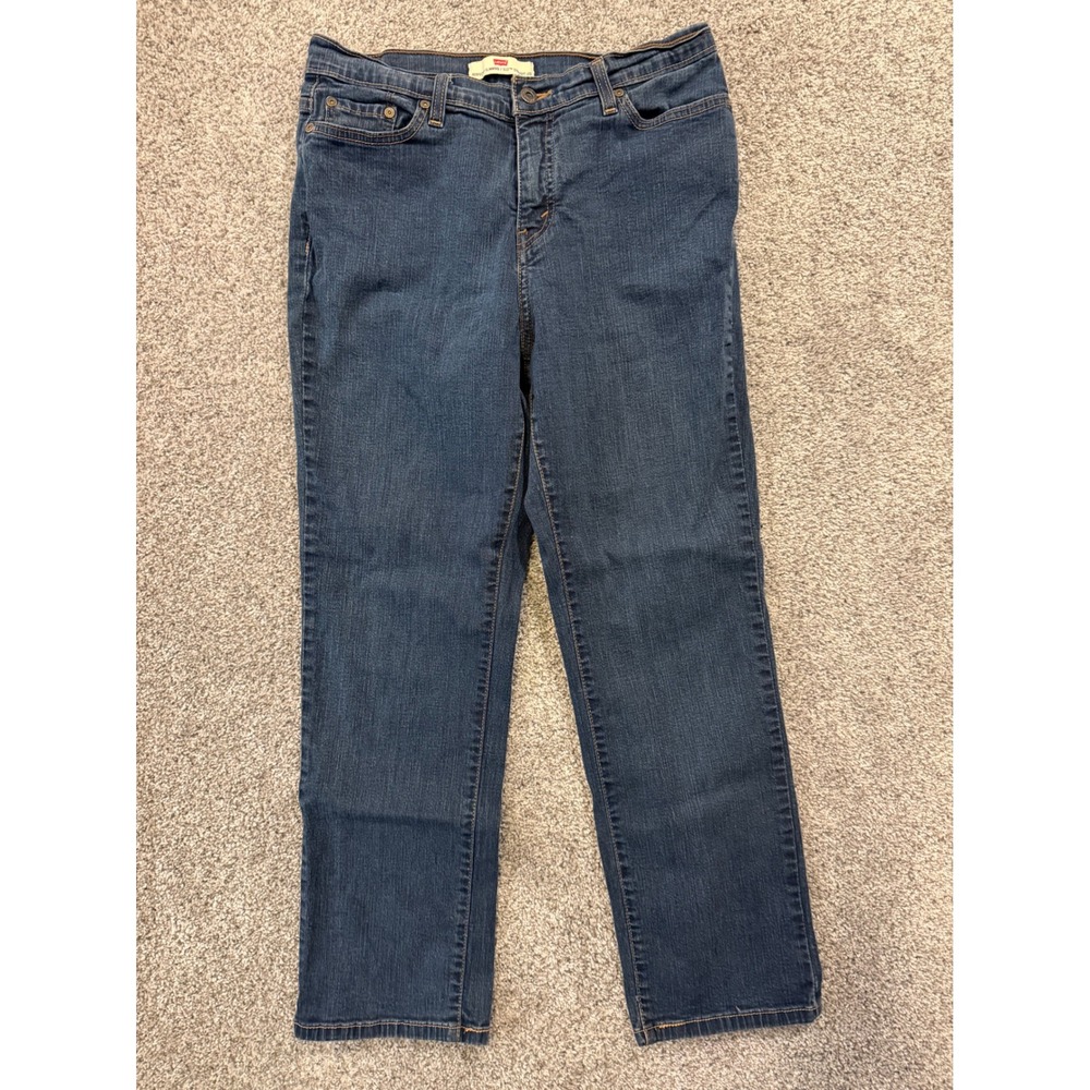 Levis 512 Jeans Womens 14M Blue Perfectly Slimming Straight Leg Dark Wash Denim